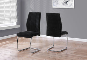 HomeRoots Set of Two Elegant Upholstered Velvet Dining Side Chairs with Silver Metal Legs for Modern Style Black 332594