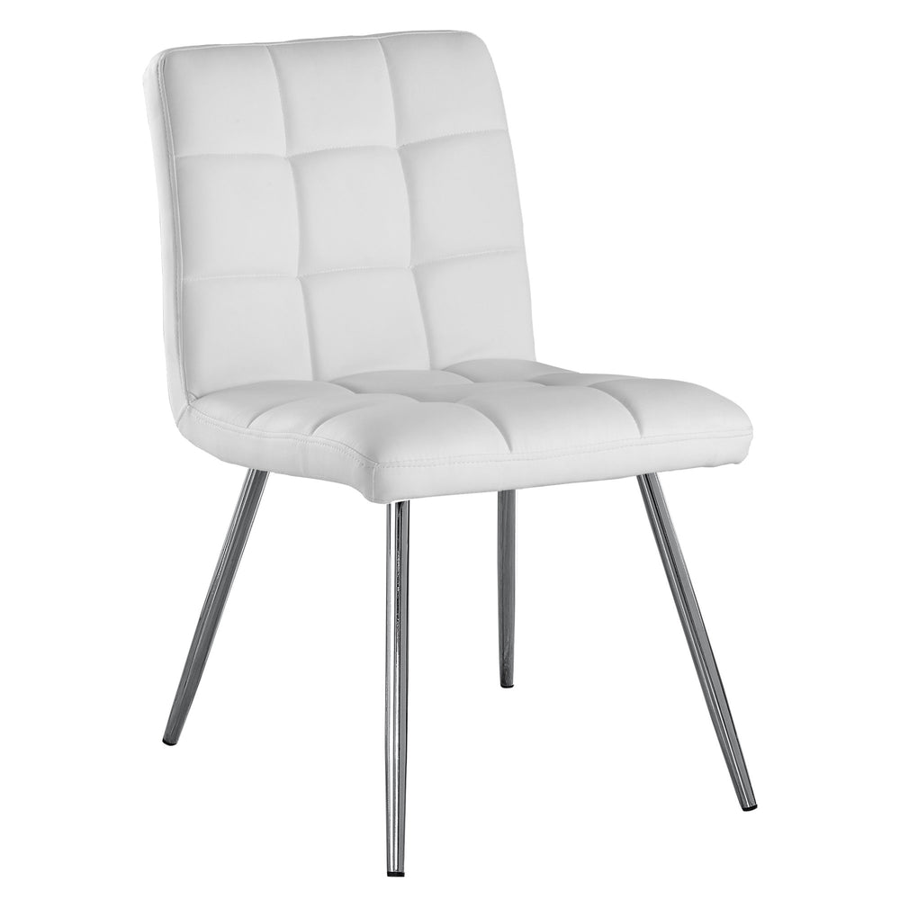 Homeroots Set Of Two Tufted White And Silver Upholstered Faux Leather Dining Side Chairs White Metal 332598