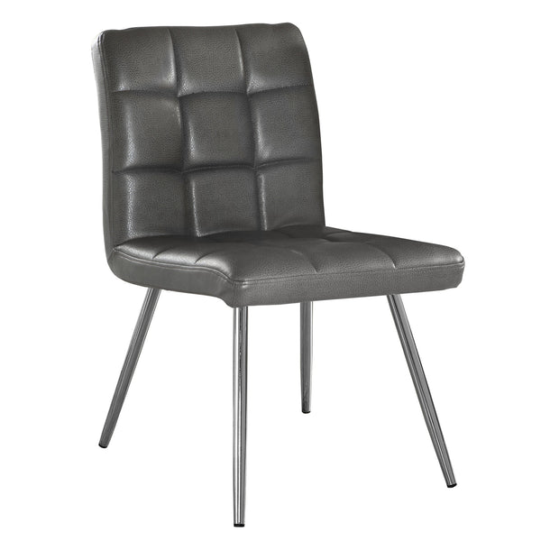 Homeroots Set Of Two Tufted Gray And Silver Upholstered Faux Leather Dining Side Chairs Grey Metal 332599