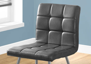 HomeRoots Set of Two Elegant Tufted Upholstered Faux Leather Dining Chairs with Chrome Legs for Modern Spaces Grey 332599