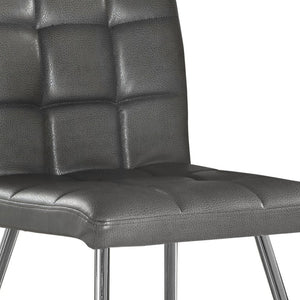 HomeRoots Set of Two Elegant Tufted Upholstered Faux Leather Dining Chairs with Chrome Legs for Modern Spaces Grey 332599