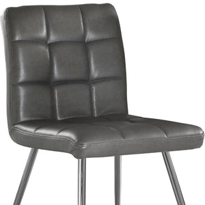 HomeRoots Set of Two Elegant Tufted Upholstered Faux Leather Dining Chairs with Chrome Legs for Modern Spaces Grey 332599