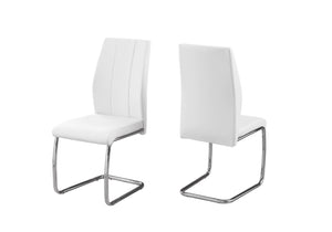 HomeRoots Set of Two Elegant Upholstered Faux Leather Dining Side Chairs with Chrome Finish for Modern Homes White 332601