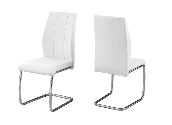 Homeroots Set Of Two White And Silver Upholstered Faux Leather Dining Side Chairs White Metal 332601