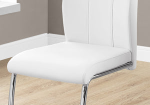 HomeRoots Set of Two Elegant Upholstered Faux Leather Dining Side Chairs with Chrome Finish for Modern Homes White 332601