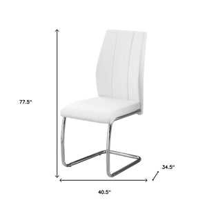 HomeRoots Set of Two Elegant Upholstered Faux Leather Dining Side Chairs with Chrome Finish for Modern Homes White 332601