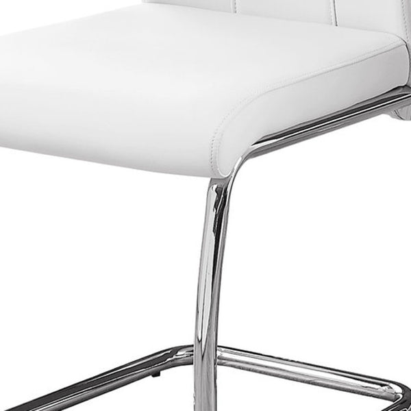 HomeRoots Set of Two Elegant Upholstered Faux Leather Dining Side Chairs with Chrome Finish for Modern Homes White 332601