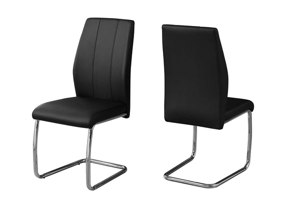 Homeroots Set Of Two Black And Silver Upholstered Faux Leather Dining Side Chairs Black Metal 332602