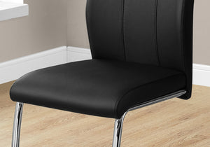 HomeRoots Set of Two Elegant Upholstered Faux Leather Dining Side Chairs with Chrome Finish for Modern Homes Black 332602