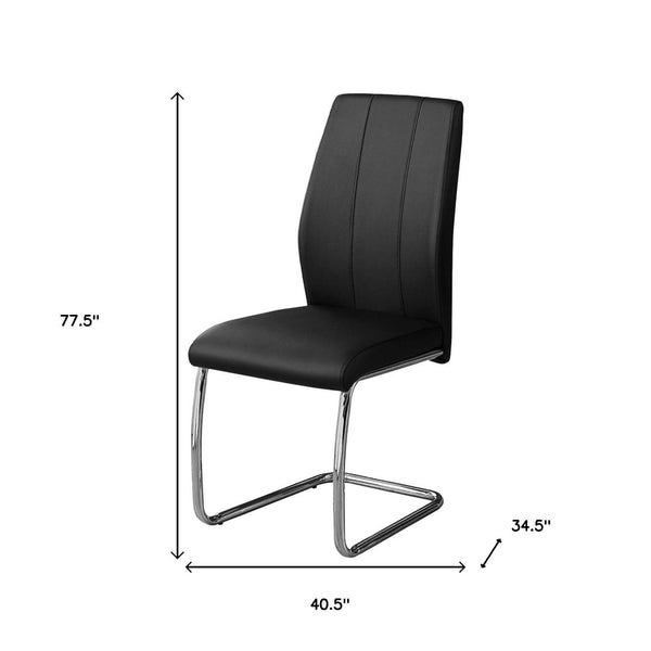 HomeRoots Set of Two Elegant Upholstered Faux Leather Dining Side Chairs with Chrome Finish for Modern Homes Black 332602