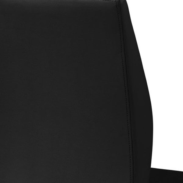 HomeRoots Set of Two Elegant Upholstered Faux Leather Dining Side Chairs with Chrome Finish for Modern Homes Black 332602