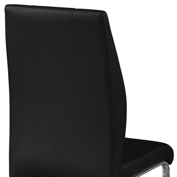 HomeRoots Set of Two Elegant Upholstered Faux Leather Dining Side Chairs with Chrome Finish for Modern Homes Black 332602