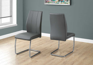 Homeroots Set Of Two Gray And Silver Upholstered Faux Leather Dining Side Chairs Grey Metal 332603