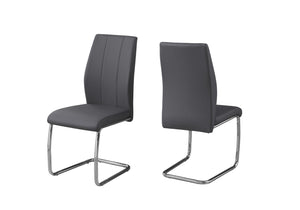 HomeRoots Set of Two Elegant Upholstered Faux Leather Dining Side Chairs with Chrome Finish for Modern Homes Grey 332603
