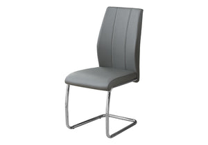 HomeRoots Set of Two Elegant Upholstered Faux Leather Dining Side Chairs with Chrome Finish for Modern Homes Grey 332603