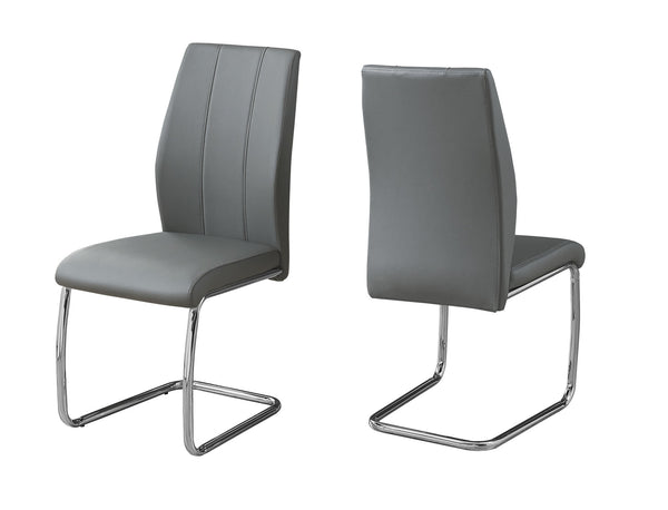 Homeroots Set Of Two Gray And Silver Upholstered Faux Leather Dining Side Chairs Grey Metal 332603