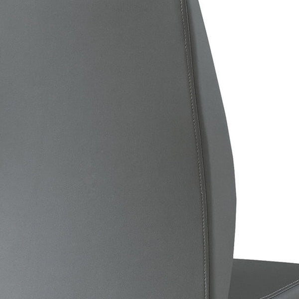 Homeroots Set Of Two Gray And Silver Upholstered Faux Leather Dining Side Chairs Grey Metal 332603