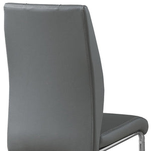 Homeroots Set Of Two Gray And Silver Upholstered Faux Leather Dining Side Chairs Grey Metal 332603
