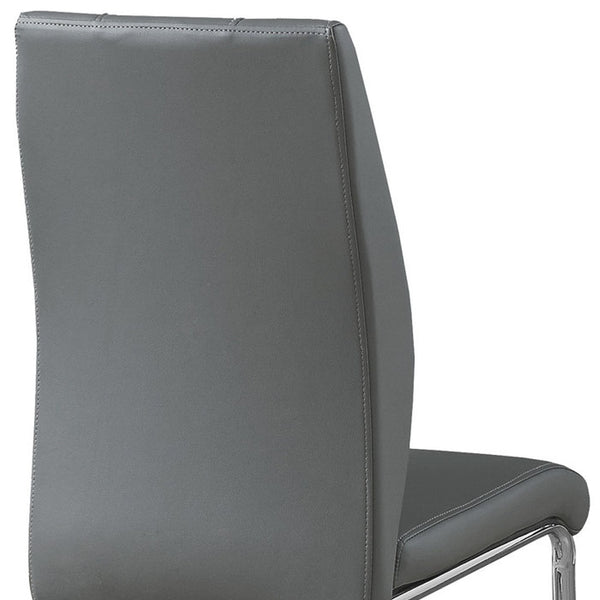 Homeroots Set Of Two Gray And Silver Upholstered Faux Leather Dining Side Chairs Grey Metal 332603