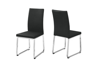 HomeRoots Set of Two Stylish Upholstered Faux Leather Dining Side Chairs with Modern Chrome Frame Design Black 332609
