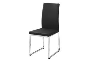 HomeRoots Set of Two Stylish Upholstered Faux Leather Dining Side Chairs with Modern Chrome Frame Design Black 332609