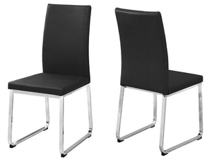 Homeroots Set Of Two Black And Silver Upholstered Faux Leather Dining Side Chairs Black Metal 332609