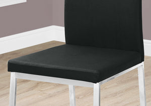 HomeRoots Set of Two Stylish Upholstered Faux Leather Dining Side Chairs with Modern Chrome Frame Design Black 332609