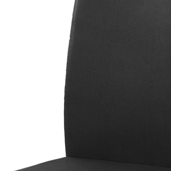 HomeRoots Set of Two Stylish Upholstered Faux Leather Dining Side Chairs with Modern Chrome Frame Design Black 332609