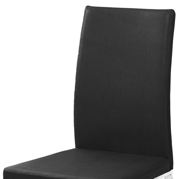 HomeRoots Set of Two Stylish Upholstered Faux Leather Dining Side Chairs with Modern Chrome Frame Design Black 332609