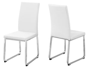 Homeroots Set Of Two White And Silver Upholstered Faux Leather Dining Side Chairs White Metal 332610