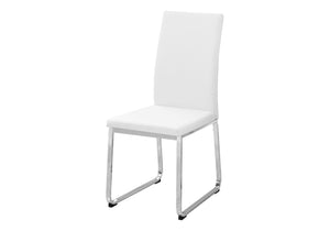 HomeRoots Set of Two Stylish Upholstered Faux Leather Dining Side Chairs with Modern Chrome Frame Design White 332610