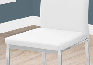 HomeRoots Set of Two Stylish Upholstered Faux Leather Dining Side Chairs with Modern Chrome Frame Design White 332610