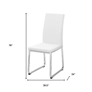 HomeRoots Set of Two Stylish Upholstered Faux Leather Dining Side Chairs with Modern Chrome Frame Design White 332610