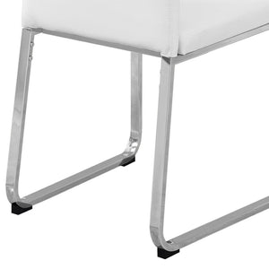 HomeRoots Set of Two Stylish Upholstered Faux Leather Dining Side Chairs with Modern Chrome Frame Design White 332610