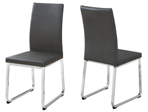 Homeroots Set Of Two Gray And Silver Upholstered Faux Leather Dining Side Chairs Grey Metal 332611
