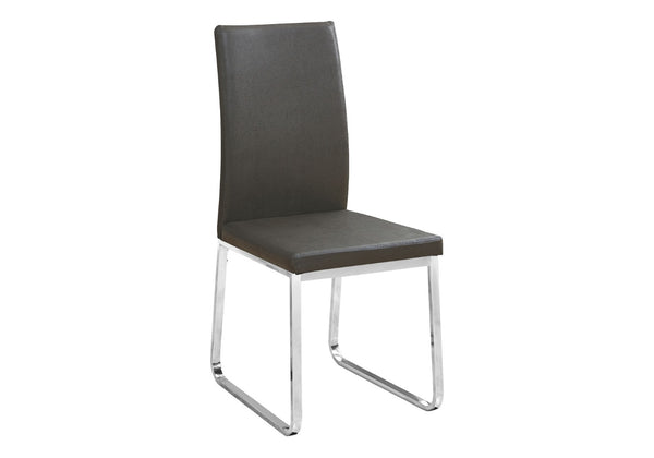 HomeRoots Set of Two Stylish Upholstered Faux Leather Dining Side Chairs with Modern Chrome Frame Design Grey 332611