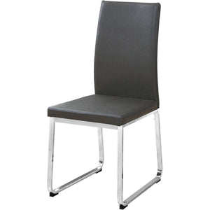 Homeroots Set Of Two Gray And Silver Upholstered Faux Leather Dining Side Chairs Grey Metal 332611