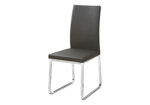 HomeRoots Set of Two Stylish Upholstered Faux Leather Dining Side Chairs with Modern Chrome Frame Design Grey 332611