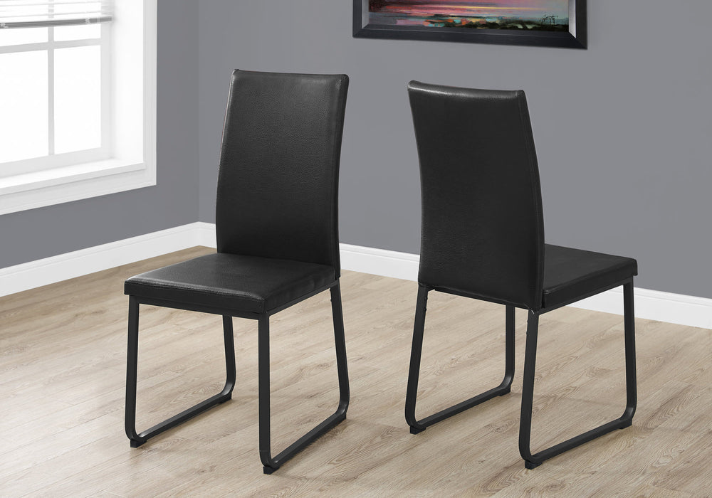 Homeroots Set Of Two Black Upholstered Faux Leather Dining Side Chairs  Metal 332616
