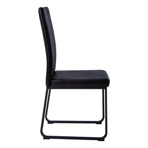 HomeRoots Set of Two Modern Black Faux Leather Dining Chairs with Sturdy Metal Legs for Stylish Comfort 332616