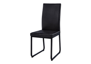 HomeRoots Set of Two Modern Black Faux Leather Dining Chairs with Sturdy Metal Legs for Stylish Comfort 332616