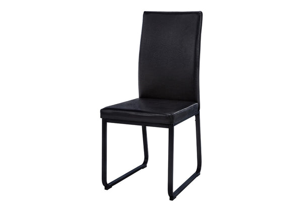 HomeRoots Set of Two Modern Black Faux Leather Dining Chairs with Sturdy Metal Legs for Stylish Comfort 332616