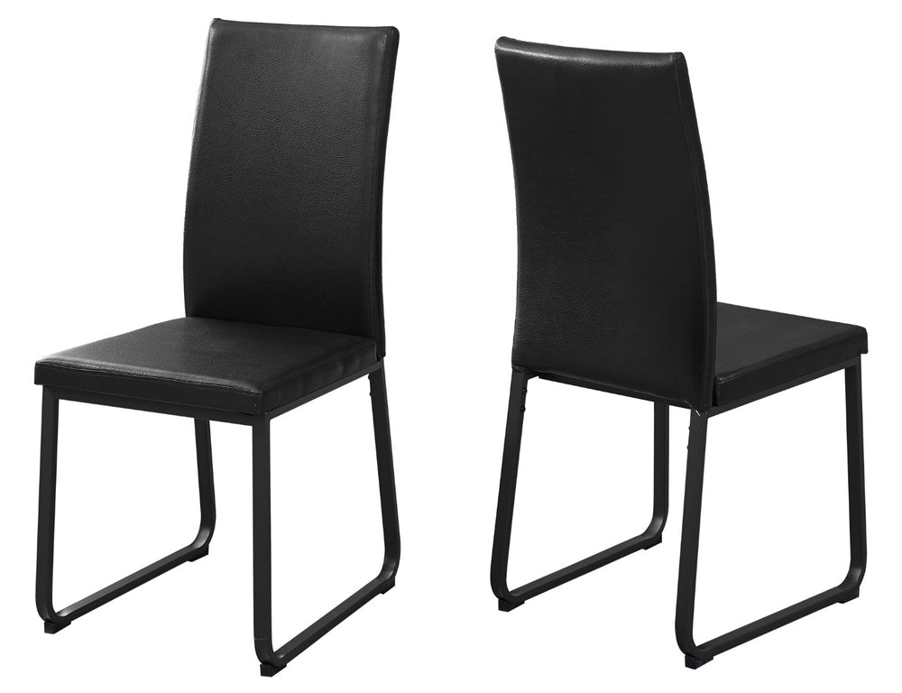 HomeRoots Set of Two Modern Black Faux Leather Dining Chairs with Sturdy Metal Legs for Stylish Comfort 332616