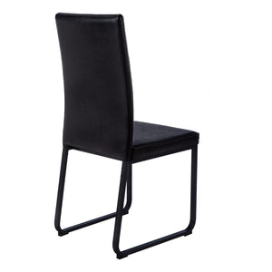 HomeRoots Set of Two Modern Black Faux Leather Dining Chairs with Sturdy Metal Legs for Stylish Comfort 332616