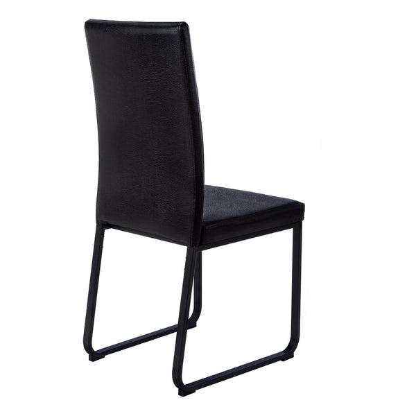 HomeRoots Set of Two Modern Black Faux Leather Dining Chairs with Sturdy Metal Legs for Stylish Comfort 332616