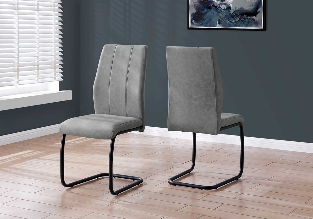 Homeroots Set Of Two Gray And Black Upholstered Polyester Dining Side Chairs Grey,Black Metal 332621