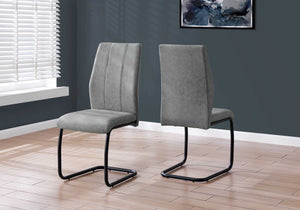 Homeroots Set Of Two Gray And Black Upholstered Polyester Dining Side Chairs Grey,Black Metal 332621