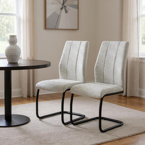 HomeRoots Set of Two Contemporary Upholstered Polyester Dining Chairs for Versatile Comfort and Style Grey,Black 332621