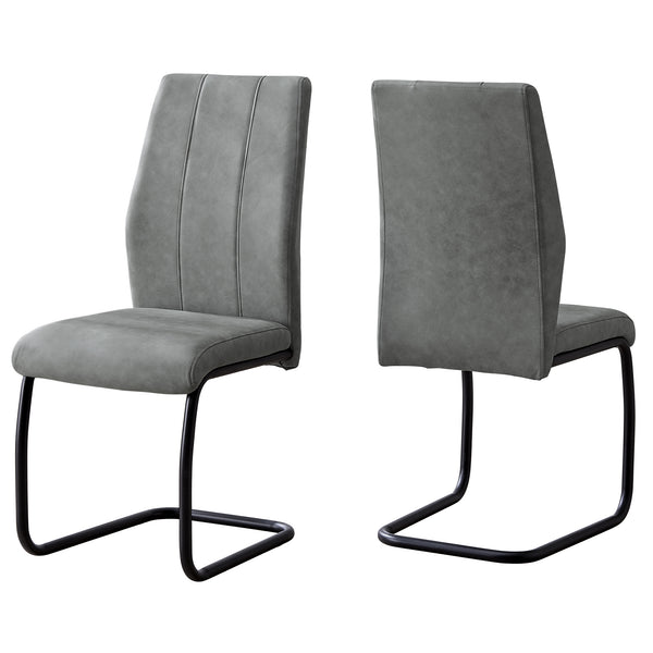 Homeroots Set Of Two Gray And Black Upholstered Polyester Dining Side Chairs Grey,Black Metal 332621