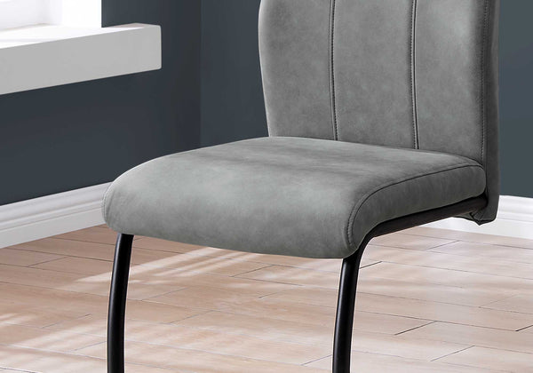 Homeroots Set Of Two Gray And Black Upholstered Polyester Dining Side Chairs Grey,Black Metal 332621